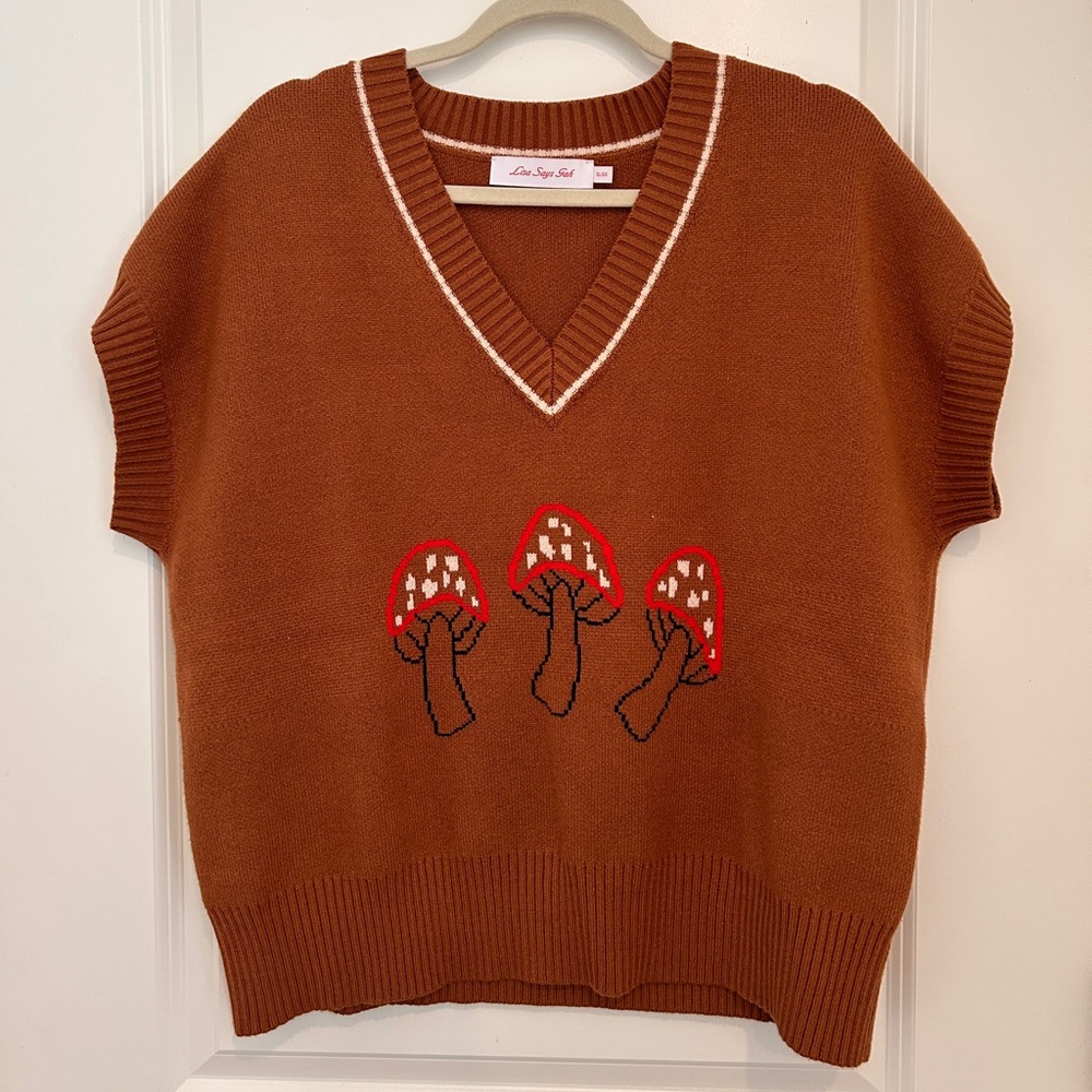 Lisa Says Gah Mushroom Fangio Sweater Vest
